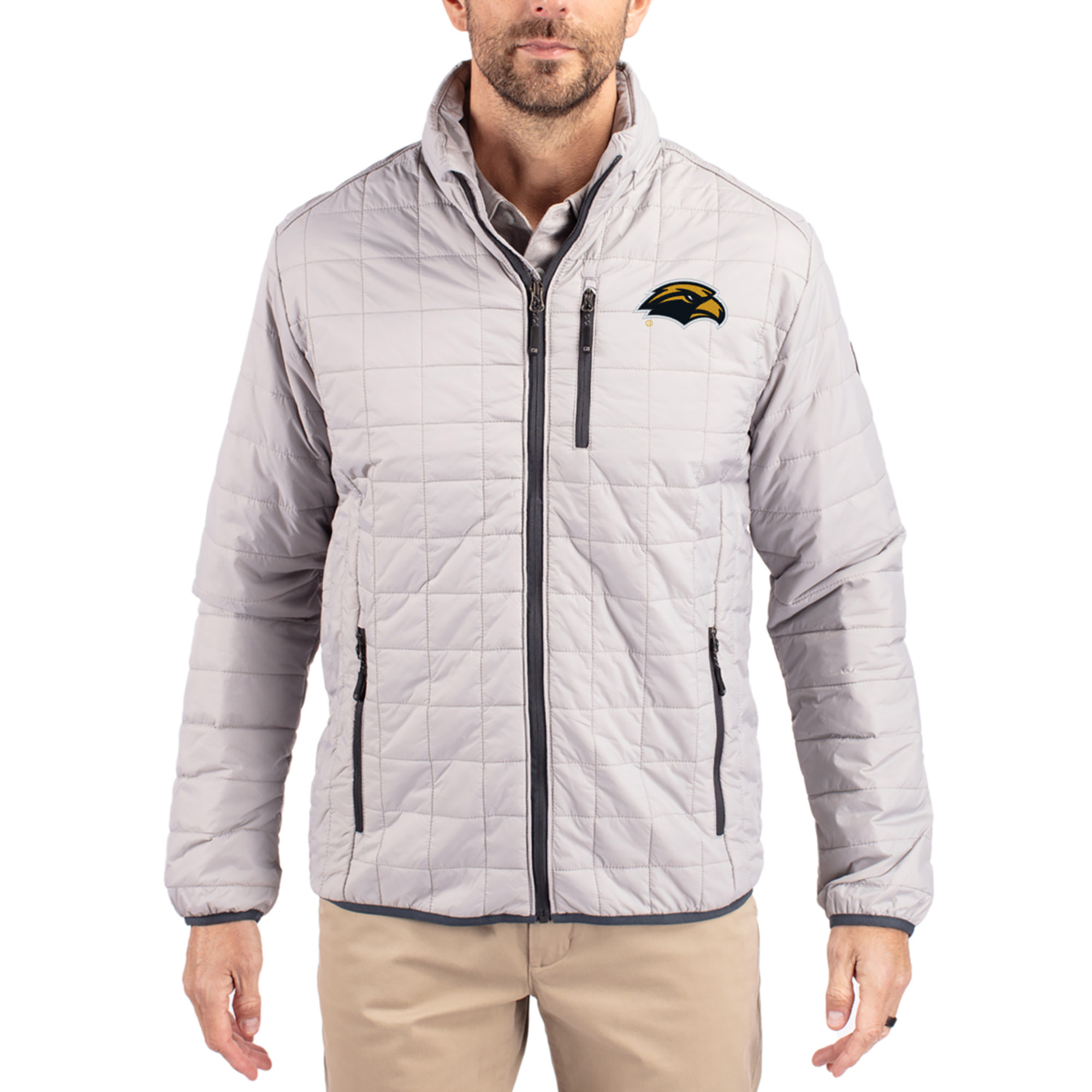 Men’s Cutter & Buck Gray Southern Miss Golden Eagles Rainier Eco Insulated PrimaLoft Full-Zip Puffer Jacket
