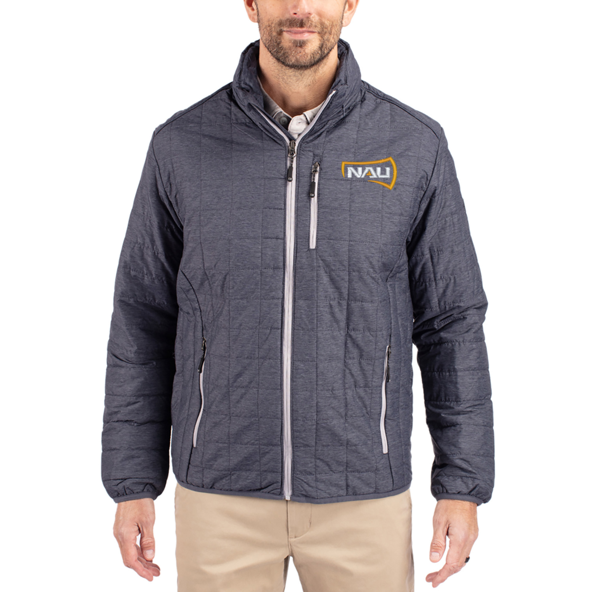 Men’s Cutter & Buck Anthracite Northern Arizona Lumberjacks Rainier Eco Insulated PrimaLoft Full-Zip Puffer Jacket Men’s Cutter & Buck Anthracite Northern Arizona Lumberjacks Rainier Eco Insulated PrimaLoft Full-Zip Puffer Jacket
