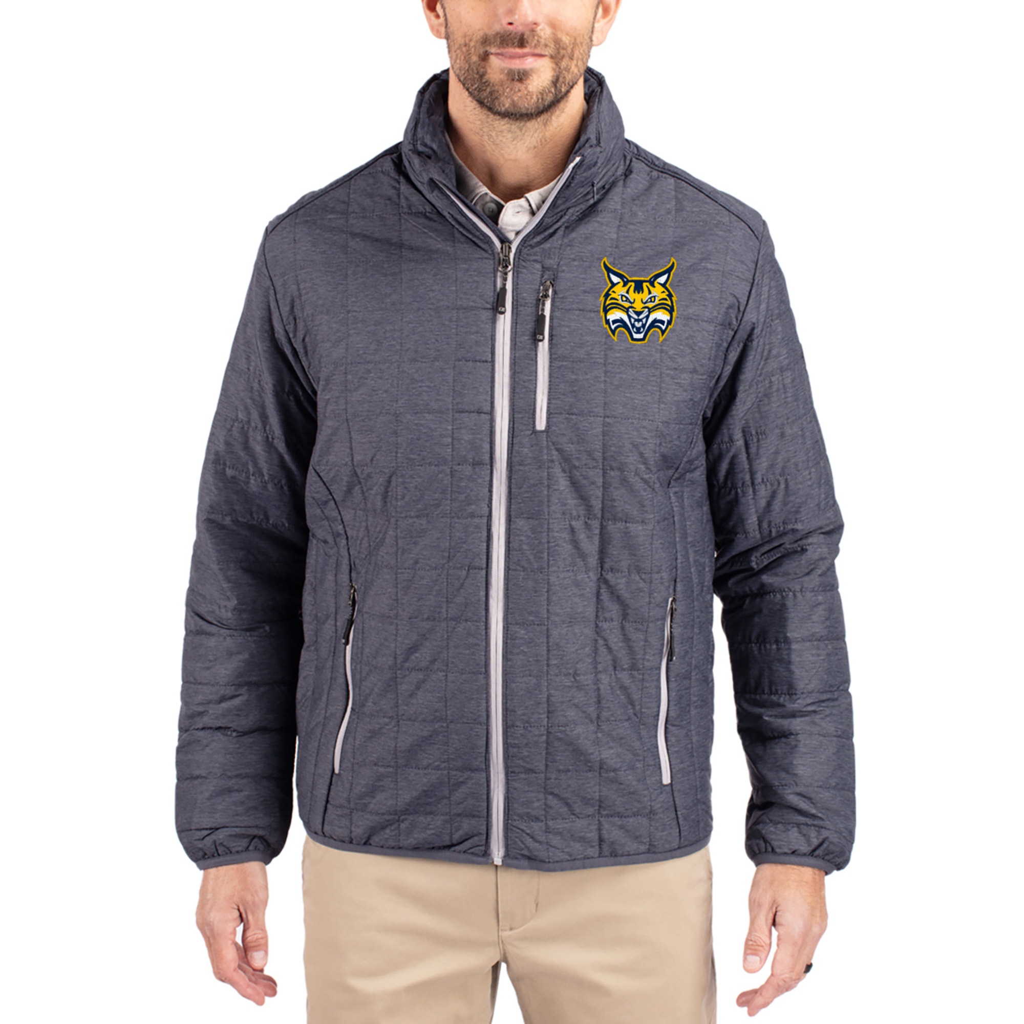 Men’s Cutter & Buck Anthracite Quinnipiac Bobcats Rainier Eco Insulated PrimaLoft Full-Zip Puffer Jacket Men’s Cutter & Buck Anthracite Quinnipiac Bobcats Rainier Eco Insulated PrimaLoft Full-Zip Puffer Jacket