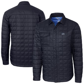 Men's Cutter & Buck  Navy Jackson State Tigers Ranier Eco Insulated PrimaLoft Full-Snap Shacket