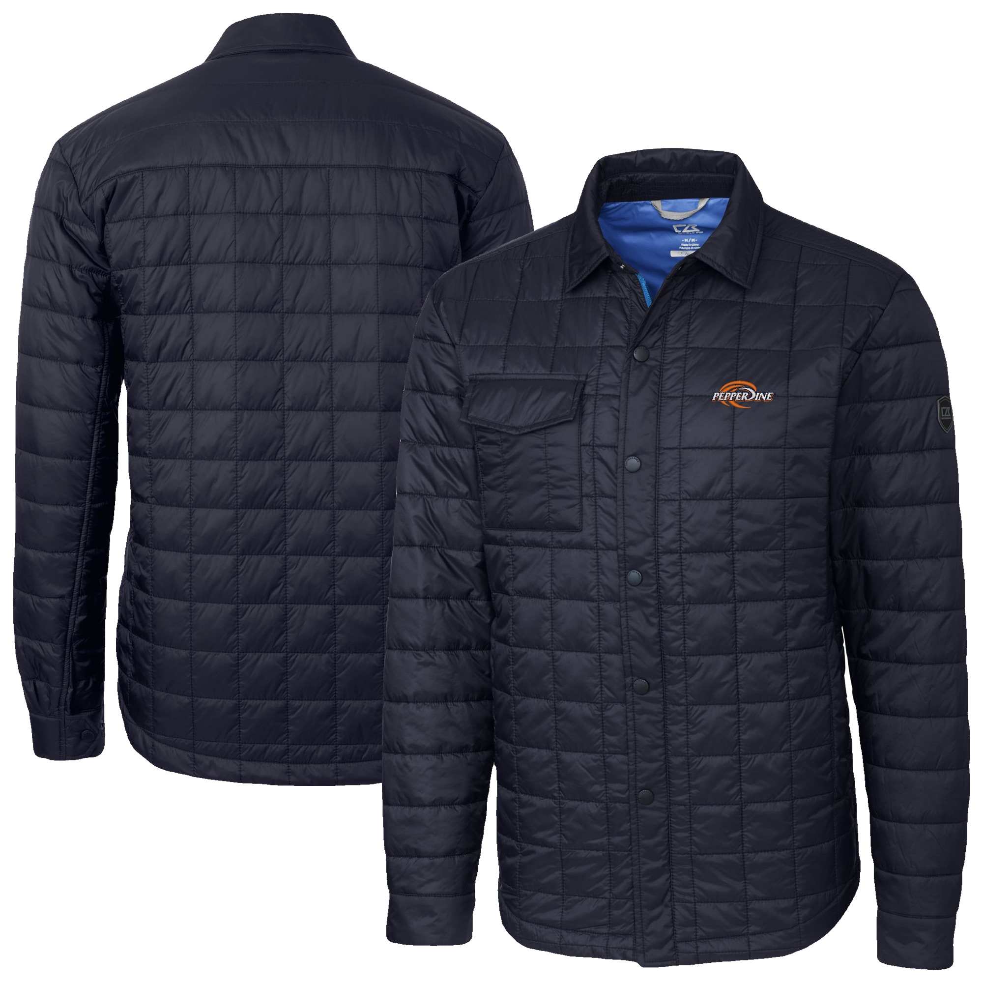 Men's Cutter & Buck  Navy Pepperdine Waves Ranier Eco Insulated PrimaLoft Full-Snap Shacket