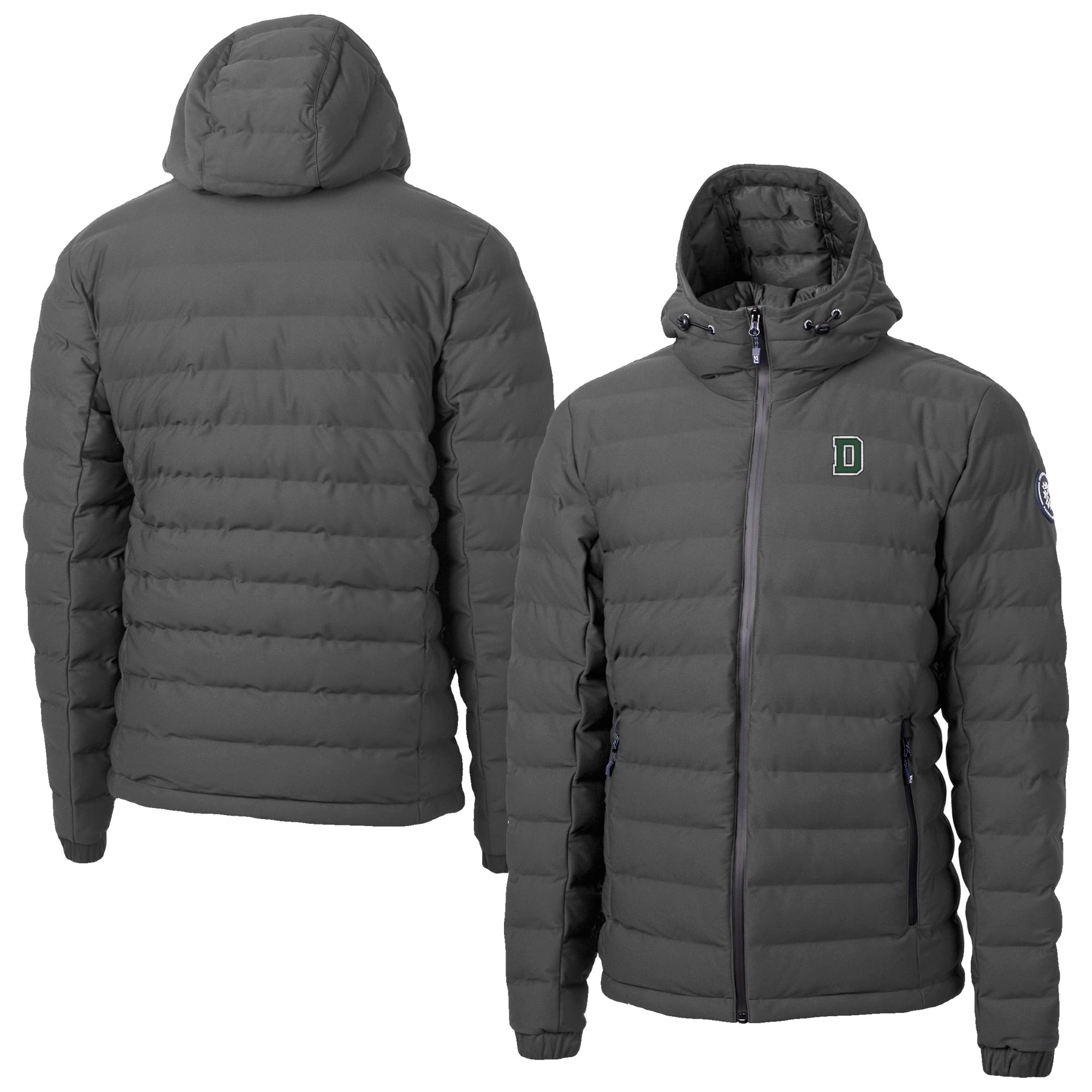 Men's Cutter & Buck  Gray Dartmouth Big Green Mission Ridge Eco Insulated Repreve Hooded Full-Zip Puffer Jacket