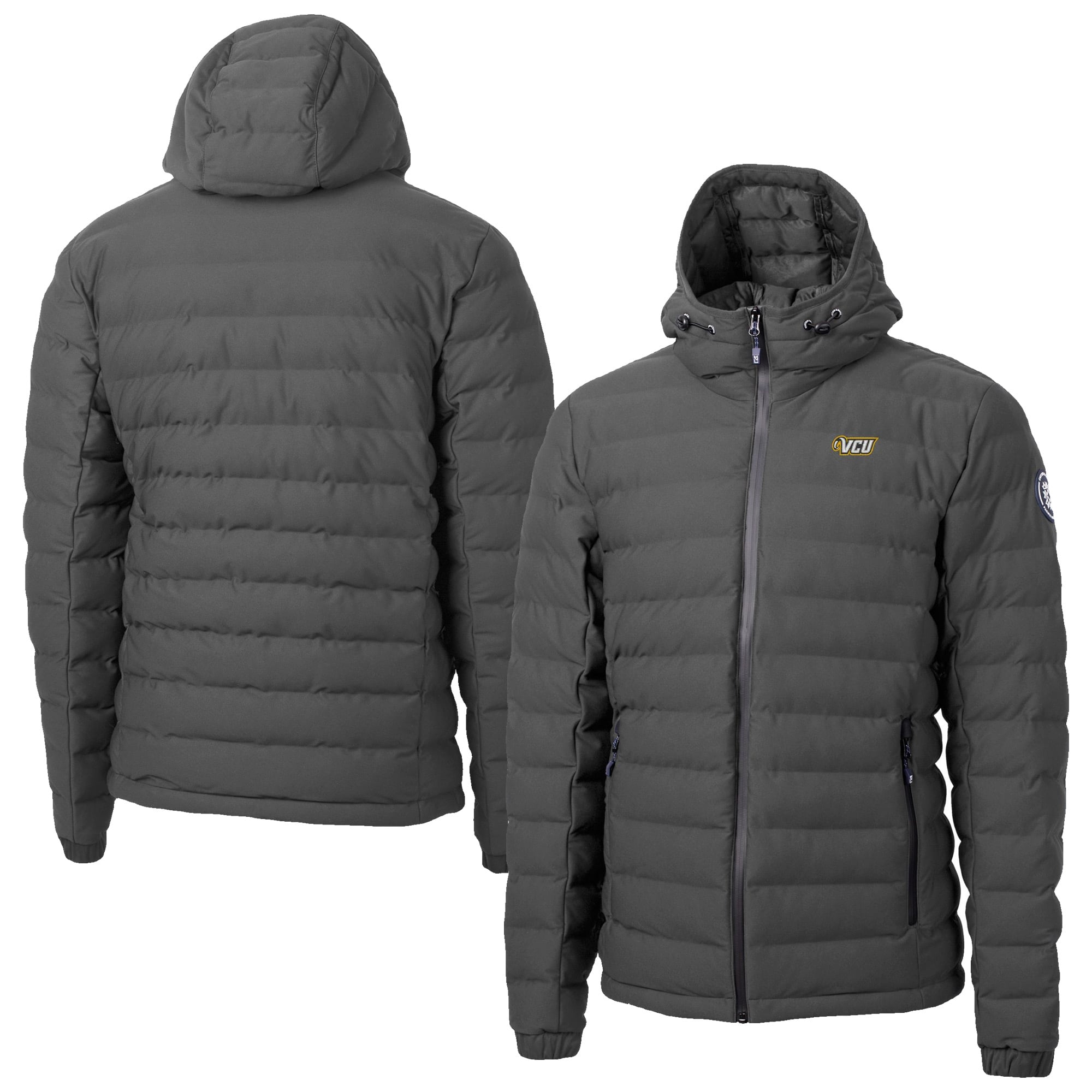 Men's Cutter & Buck  Gray VCU Rams Mission Ridge Eco Insulated Repreve Hooded Full-Zip Puffer Jacket