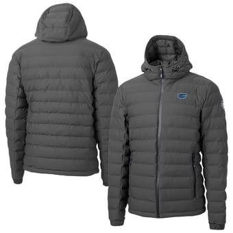 Men's Cutter & Buck  Gray Florida Gators Mission Ridge Eco Insulated Repreve Hooded Full-Zip Puffer Jacket