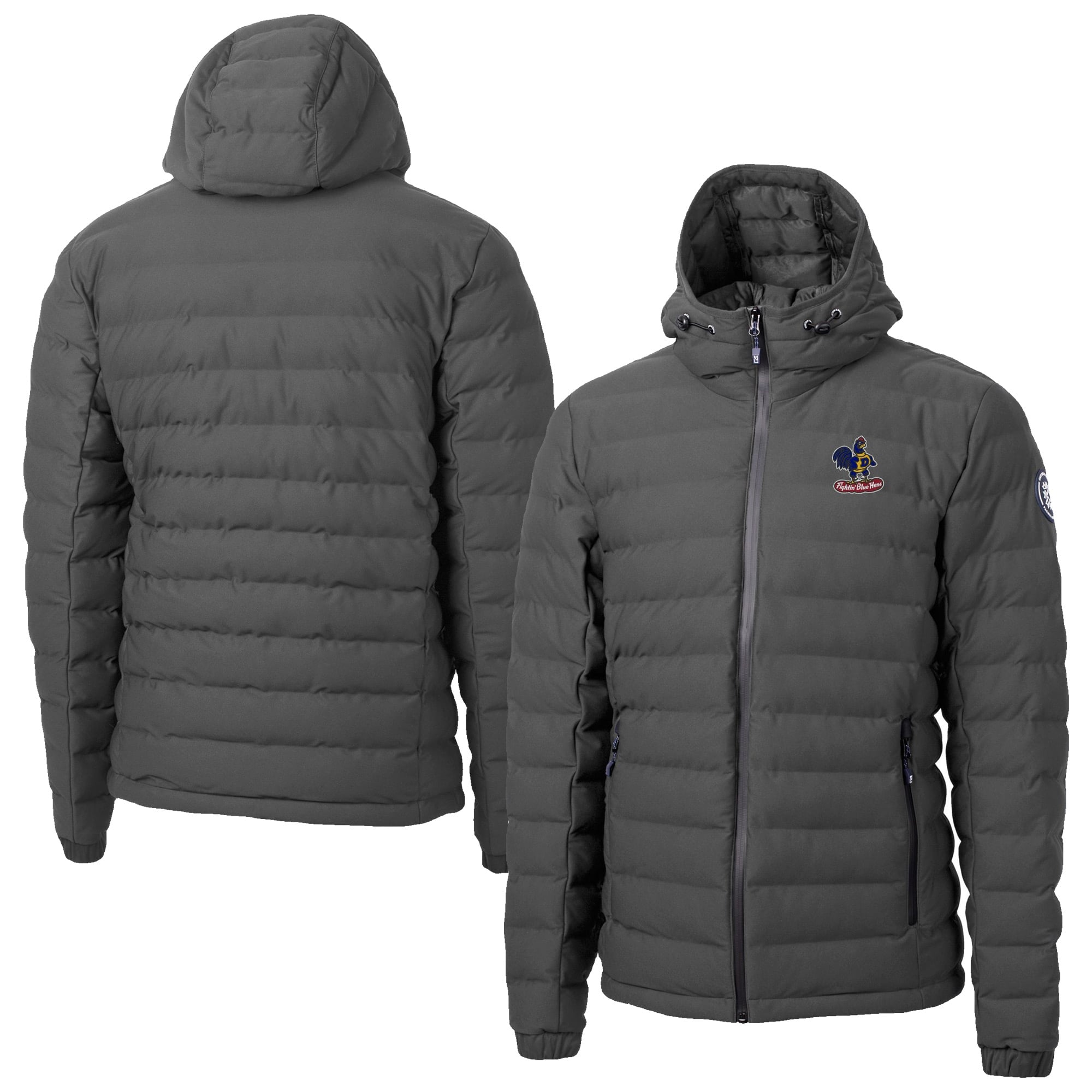 Men's Cutter & Buck  Gray Delaware Fightin' Blue Hens Mission Ridge Eco Insulated Repreve Hooded Full-Zip Puffer Jacket