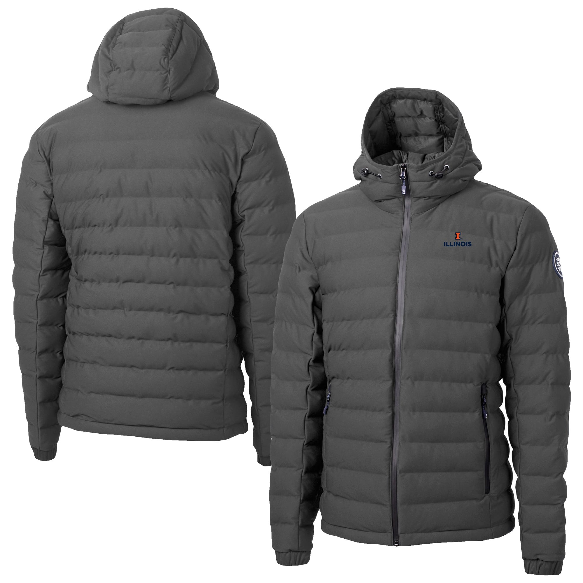 Men's Cutter & Buck Gray Illinois Fighting Illini Mission Ridge Eco Insulated Repreve Hooded Full-Zip Puffer Jacket