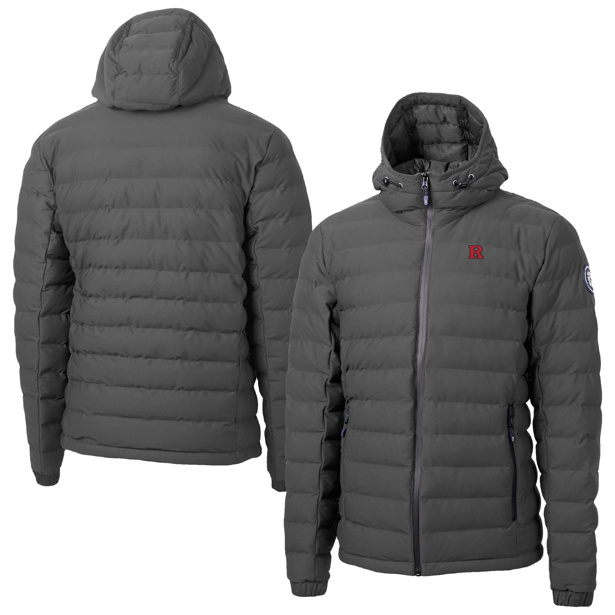 Men's Cutter & Buck  Gray Rutgers Scarlet Knights Mission Ridge Eco Insulated Repreve Hooded Full-Zip Puffer Jacket