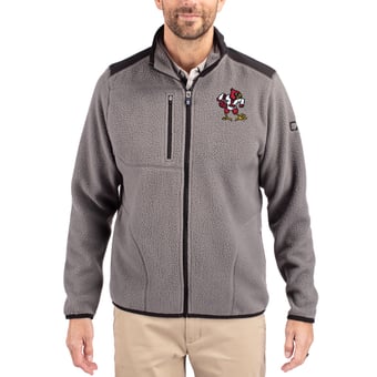 Men's Cutter & Buck Gray Louisville Cardinals Cascade Eco Fleece Full-Zip Jacket