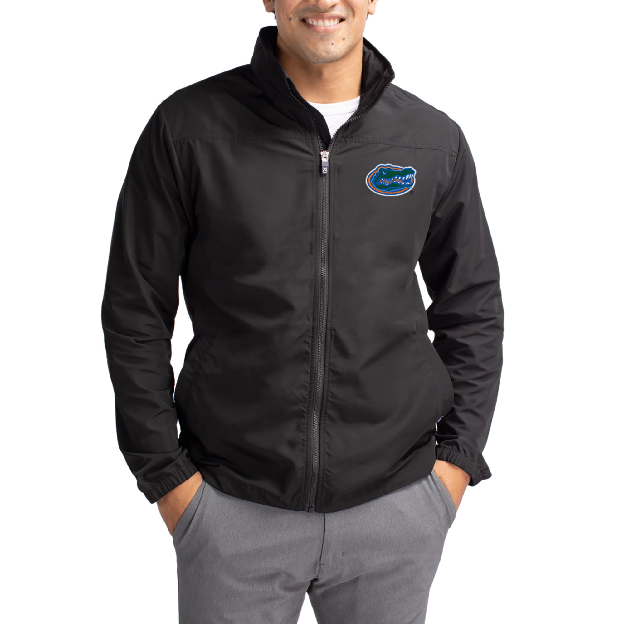 Men's Cutter & Buck Black Florida Gators Charter Eco Recycled Full-Zip Jacket