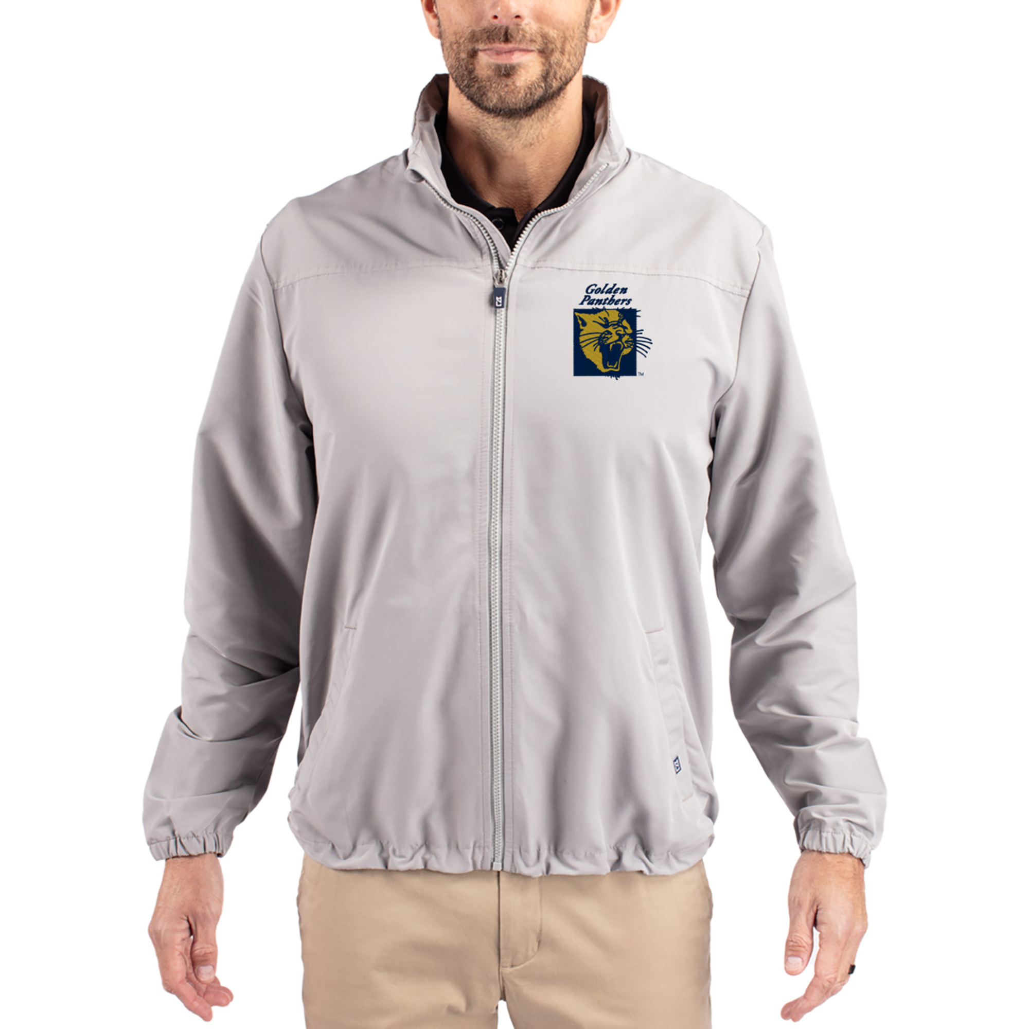 Men’s Cutter & Buck Gray FIU Panthers Charter Eco Recycled Full-Zip Jacket