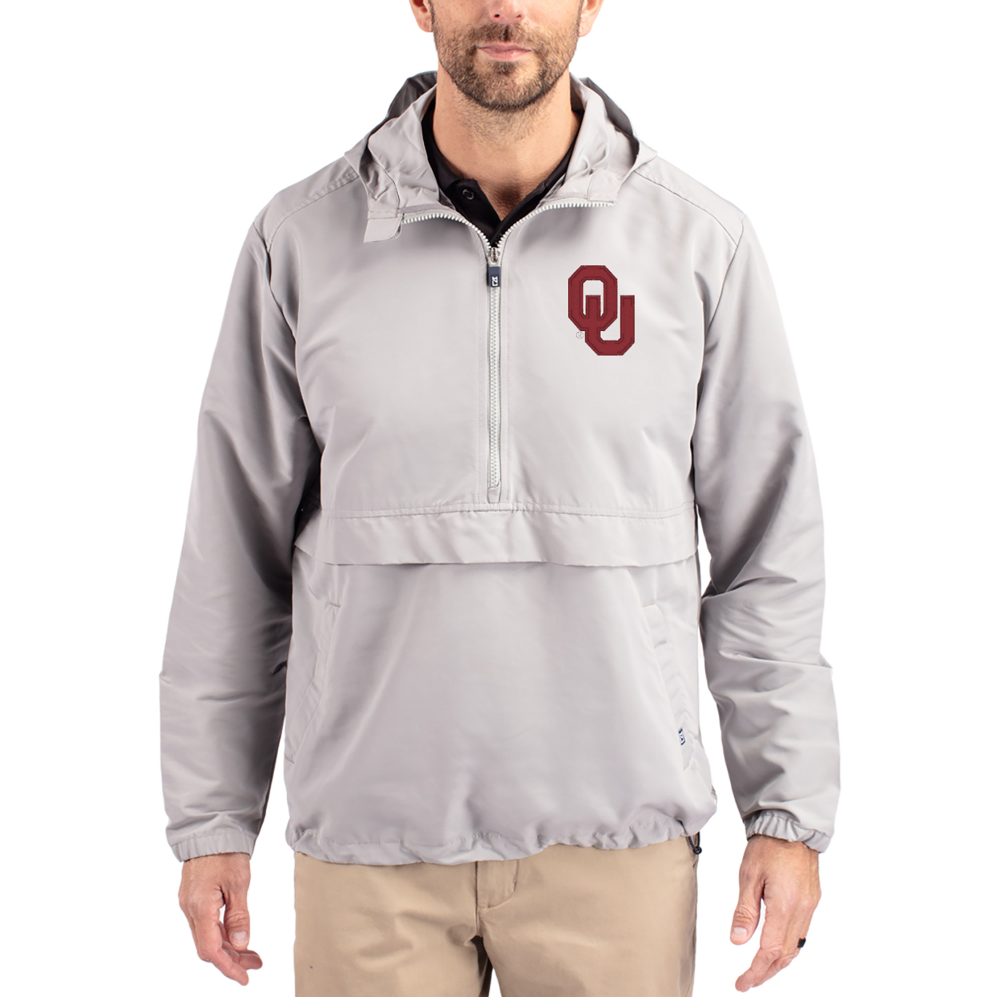 Men’s Cutter & Buck Gray Oklahoma Sooners Charter Eco Recycled Half-Zip Anorak Jacket Men’s Cutter & Buck Gray Oklahoma Sooners Charter Eco Recycled Half-Zip Anorak Jacket