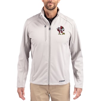 Men's Cutter & Buck Gray Louisville Cardinals Evoke Eco Softshell Recycled Full-Zip Jacket