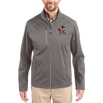 Men's Cutter & Buck Gray Louisville Cardinals Evoke Eco Softshell Recycled Full-Zip Jacket