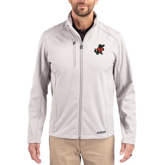 Men's Cutter & Buck Gray Florida Gators Evoke Eco Softshell Recycled Full-Zip Jacket