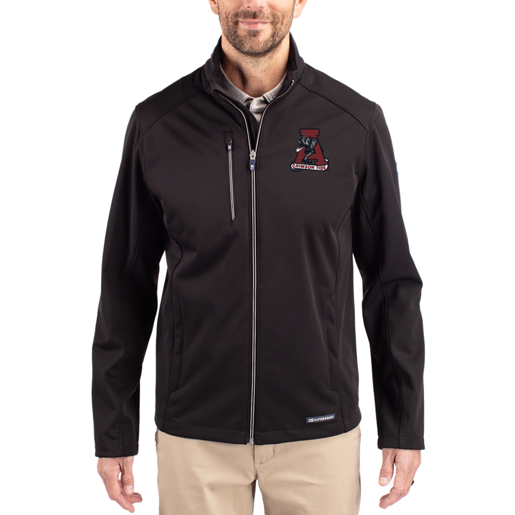 Men’s Cutter & Buck Black Alabama Crimson Tide Evoke Eco Softshell Recycled Full-Zip Jacket