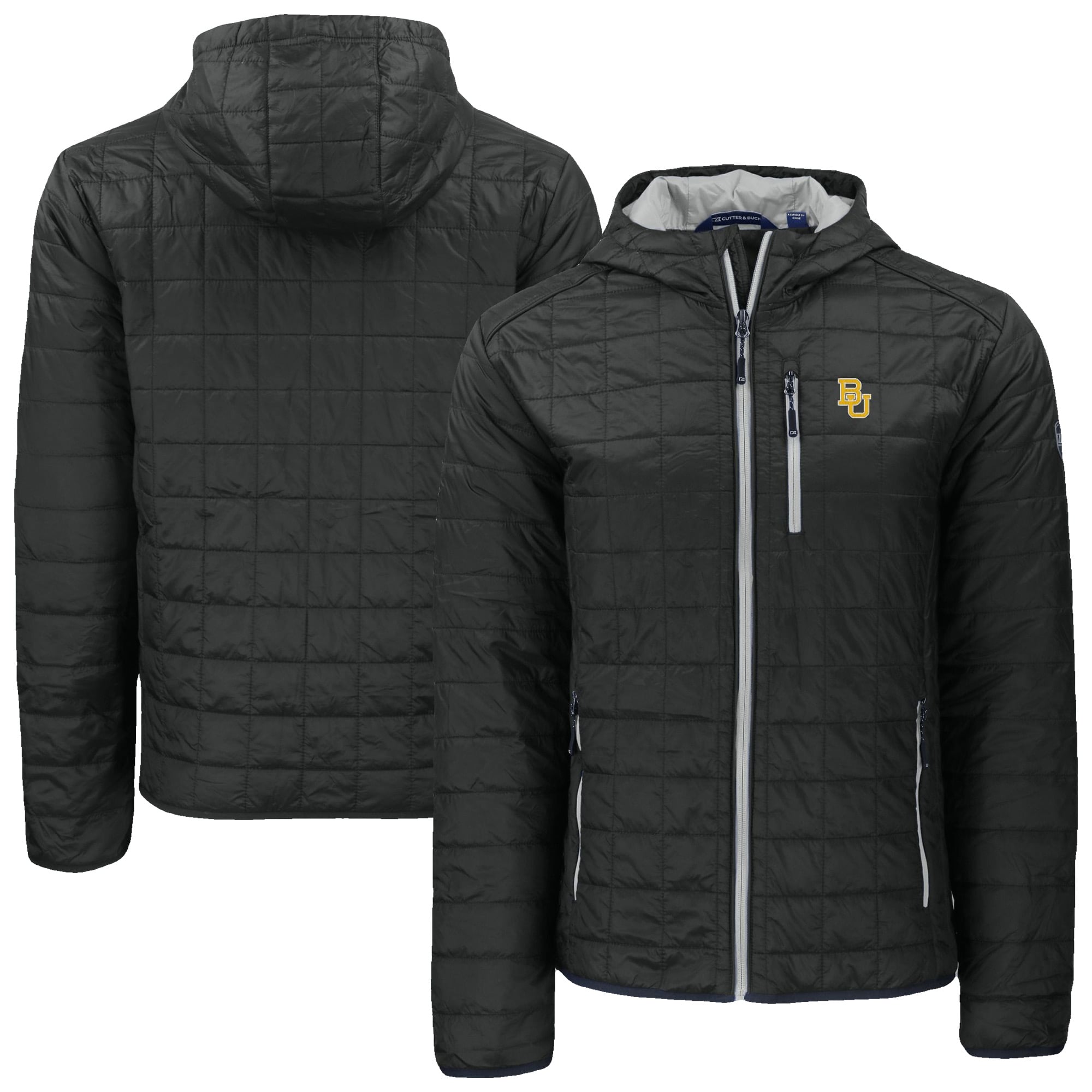 Men's Cutter & Buck  Black Baylor Bears Rainier Eco PrimaLoft Hooded Full-Zip Jacket