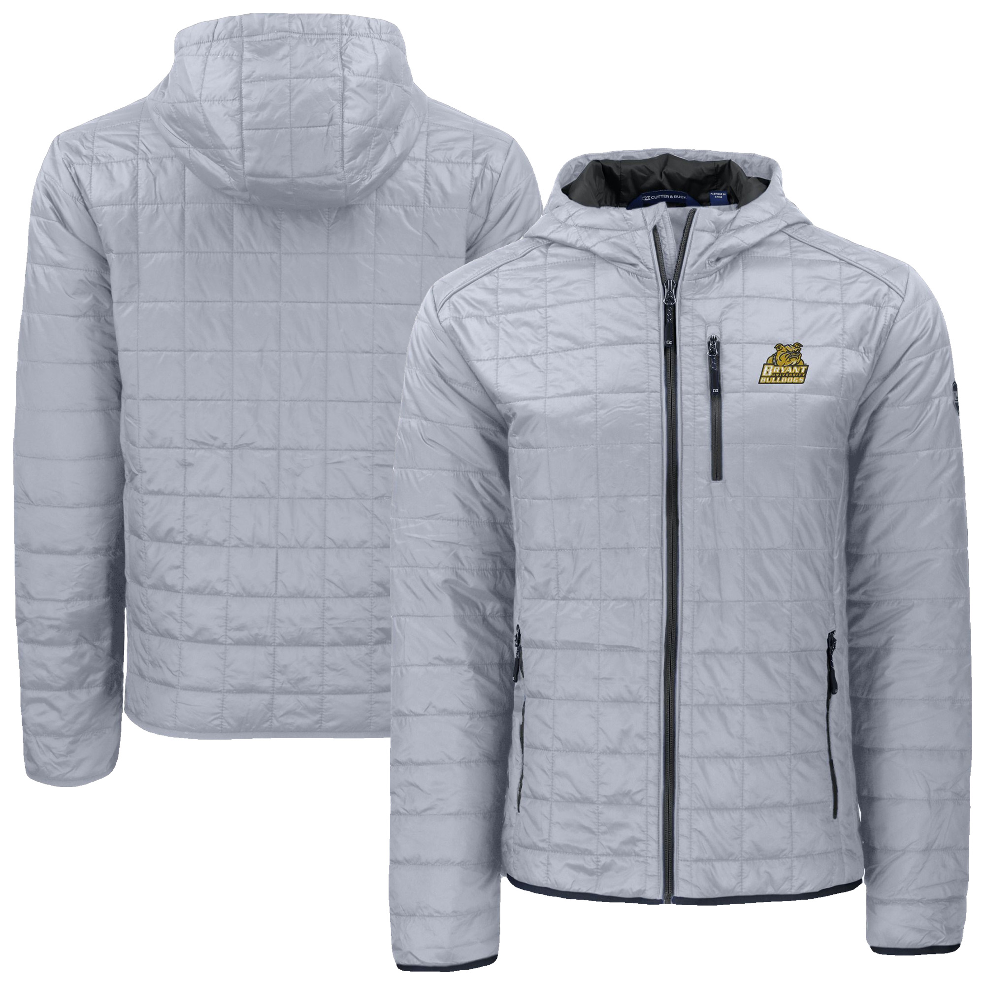 Men’s Cutter & Buck Gray Bryant Bulldogs Rainier Eco PrimaLoft Hooded Full-Zip Jacket Men’s Cutter & Buck Gray Bryant Bulldogs Rainier Eco PrimaLoft Hooded Full-Zip Jacket