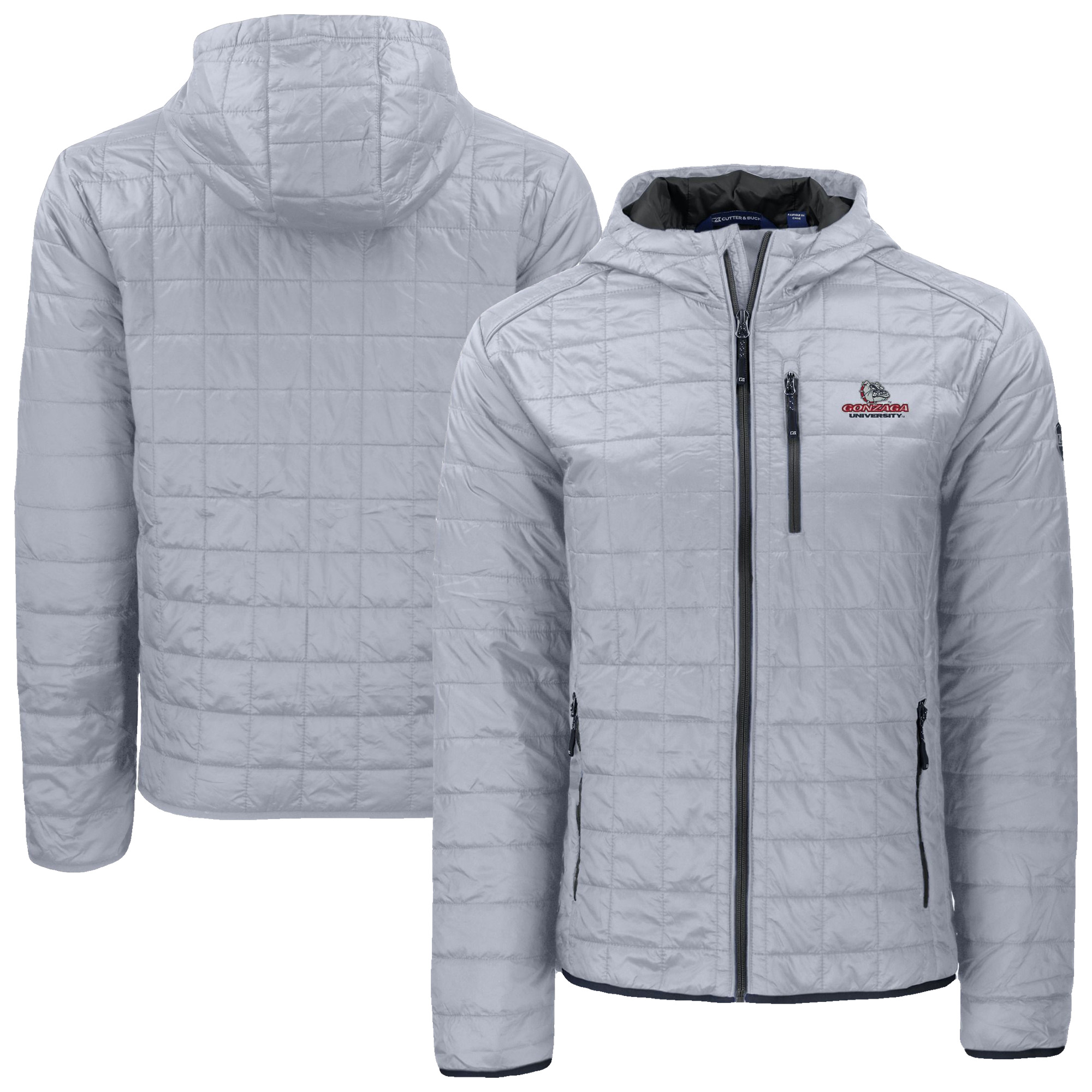 Men’s Cutter & Buck Gray Gonzaga Bulldogs Rainier Eco PrimaLoft Hooded Full-Zip Jacket Men’s Cutter & Buck Gray Gonzaga Bulldogs Rainier Eco PrimaLoft Hooded Full-Zip Jacket