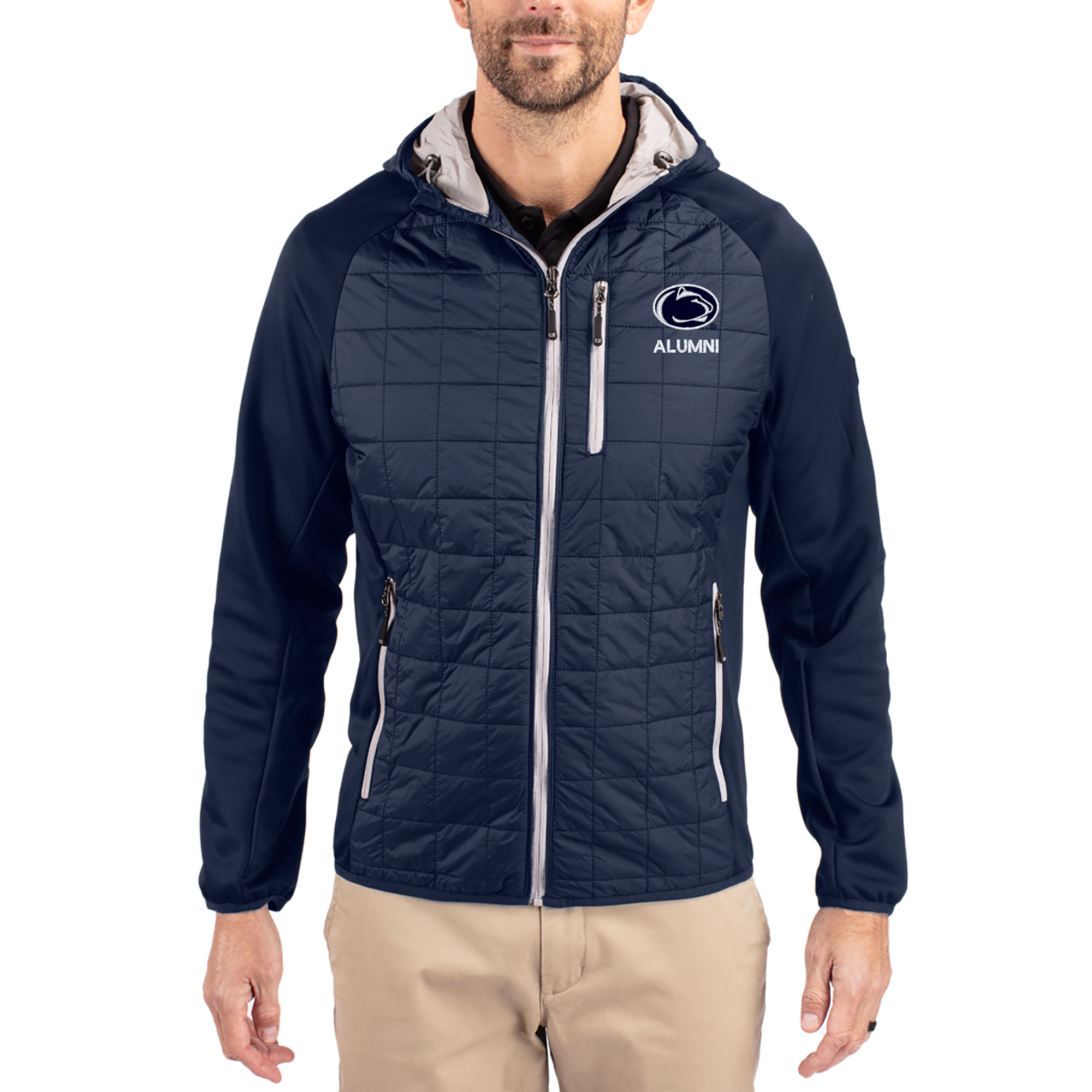 Men's Cutter & Buck Navy Penn State Nittany Lions Rainier Eco Hybrid PrimaLoft Raglan Full-Zip Jacket