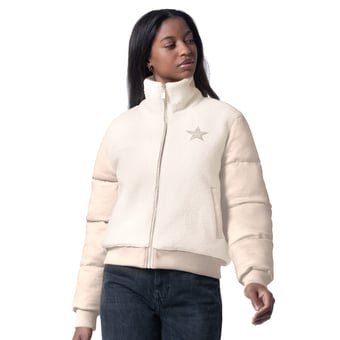 Women's G-III 4Her by Carl Banks  Cream Dallas Cowboys Cheerleader Sherpa Full-Zip Jacket