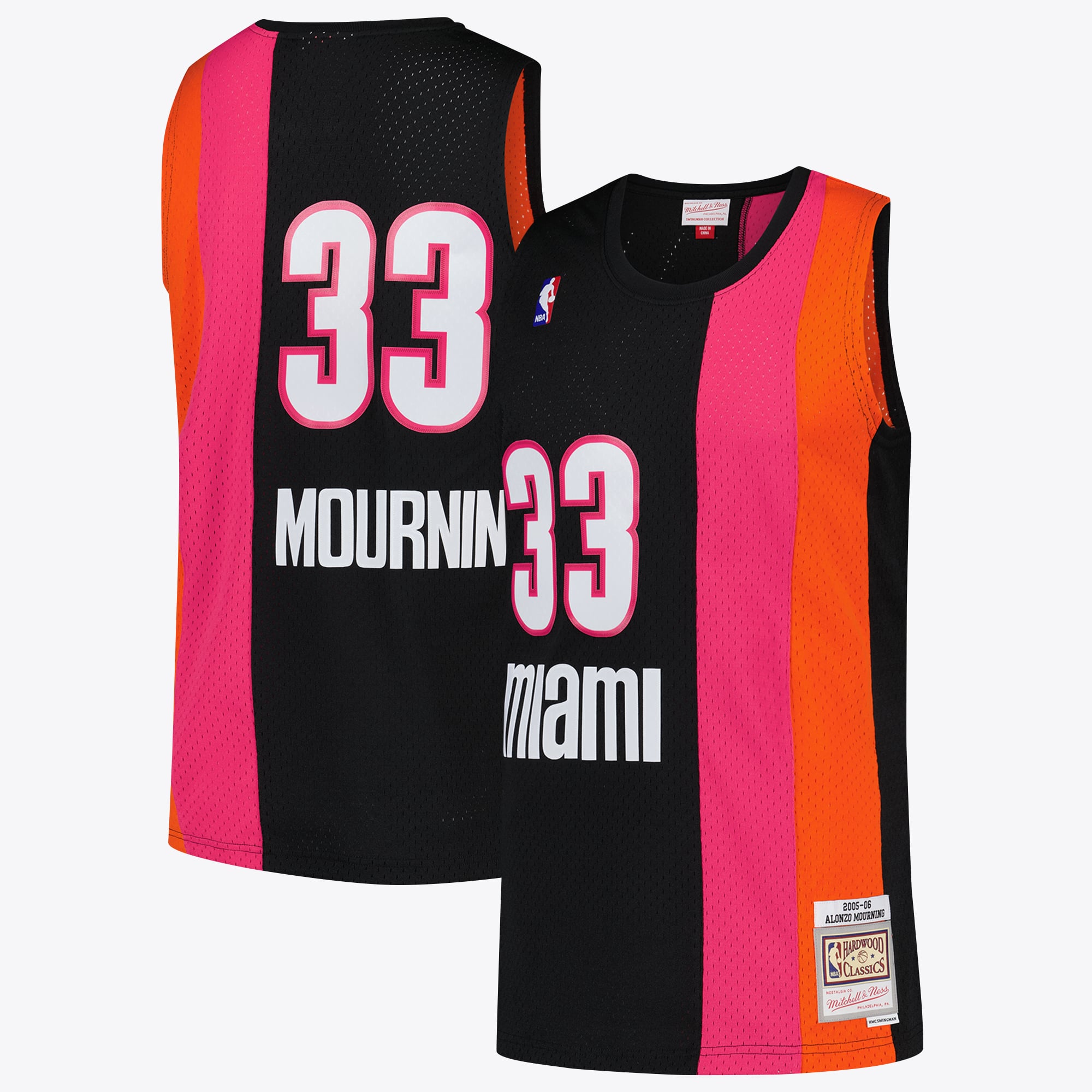 Alonzo Mourning Miami Heat 2005-06 Mitchell & Ness Hardwood Classics Auswärtstrikot – Schwarz