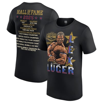 Men's Black Lex Luger WWE Hall of Fame Class of 2025 T-Shirt