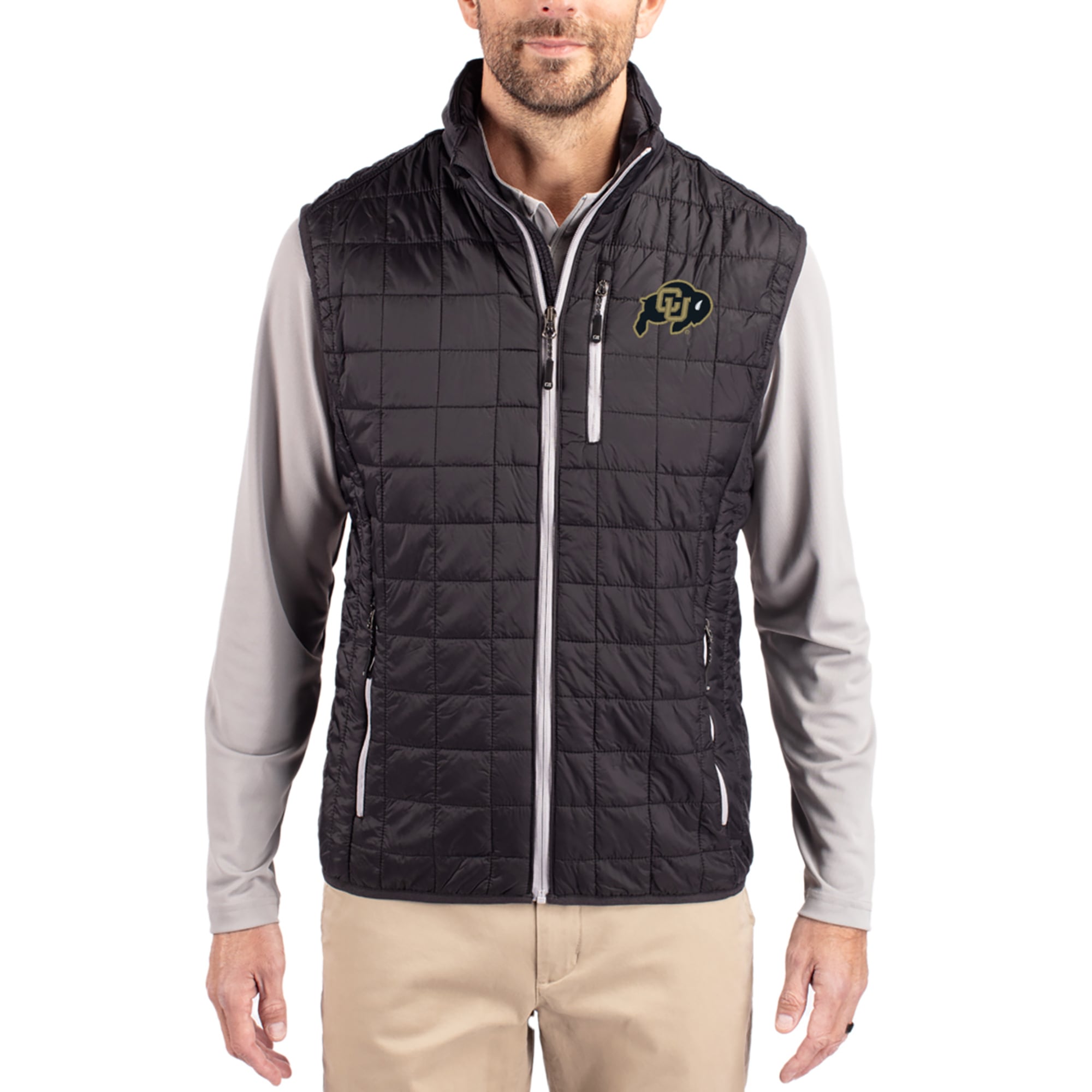 Men's Cutter & Buck Colorado Buffaloes Rainier Eco Insulated PrimaLoft Full-Zip Puffer Vest