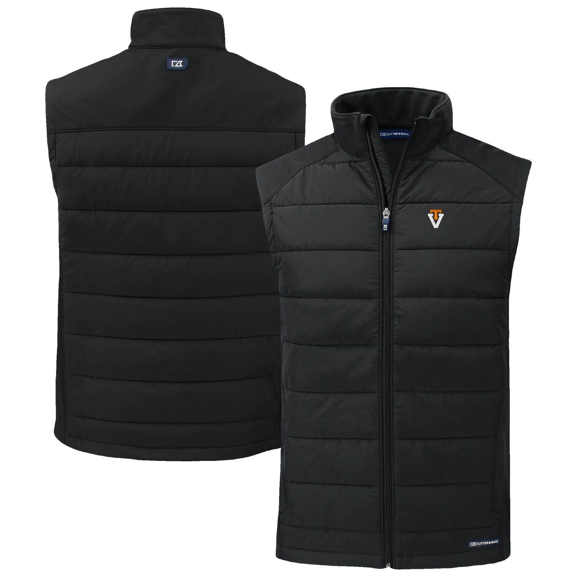 Men's Cutter & Buck Black Virginia Tech Hokies Evoke Hybrid Eco Softshell Recycled Full-Zip Vest