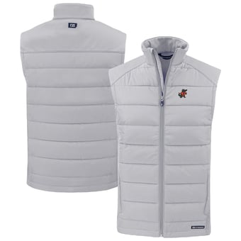 Men's Cutter & Buck Gray Florida Gators Evoke Hybrid Eco Softshell Recycled Full-Zip Vest