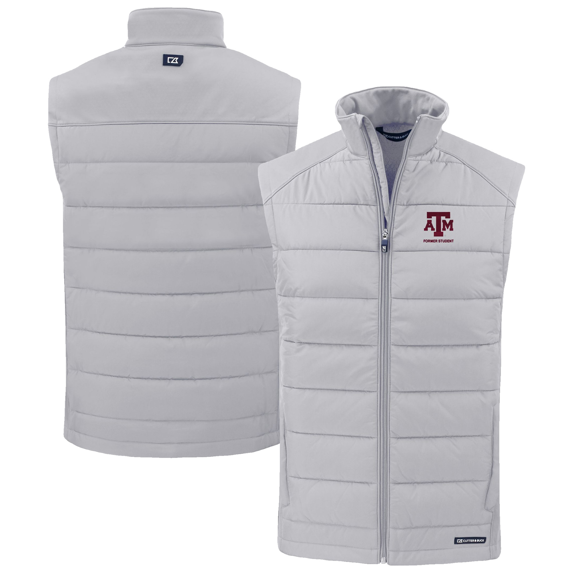 Men's Cutter & Buck Gray Texas A&M Aggies Evoke Hybrid Eco Softshell Recycled Full-Zip Vest