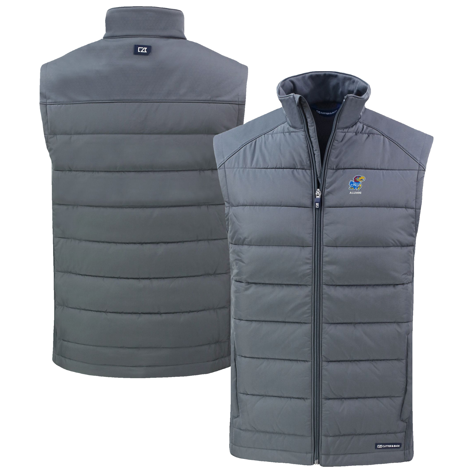 Men's Cutter & Buck Kansas Jayhawks Evoke Hybrid Eco Softshell Recycled Full-Zip Vest
