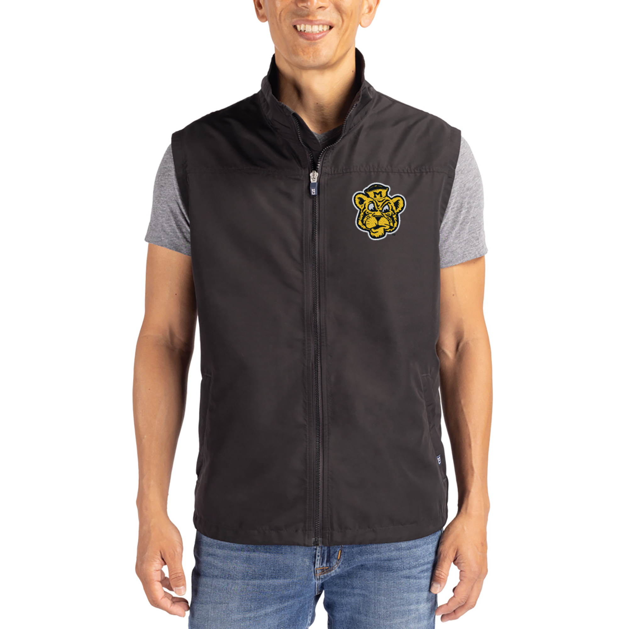 Men's Cutter & Buck Black Missouri Tigers Charter Eco Recycled Full-Zip Vest