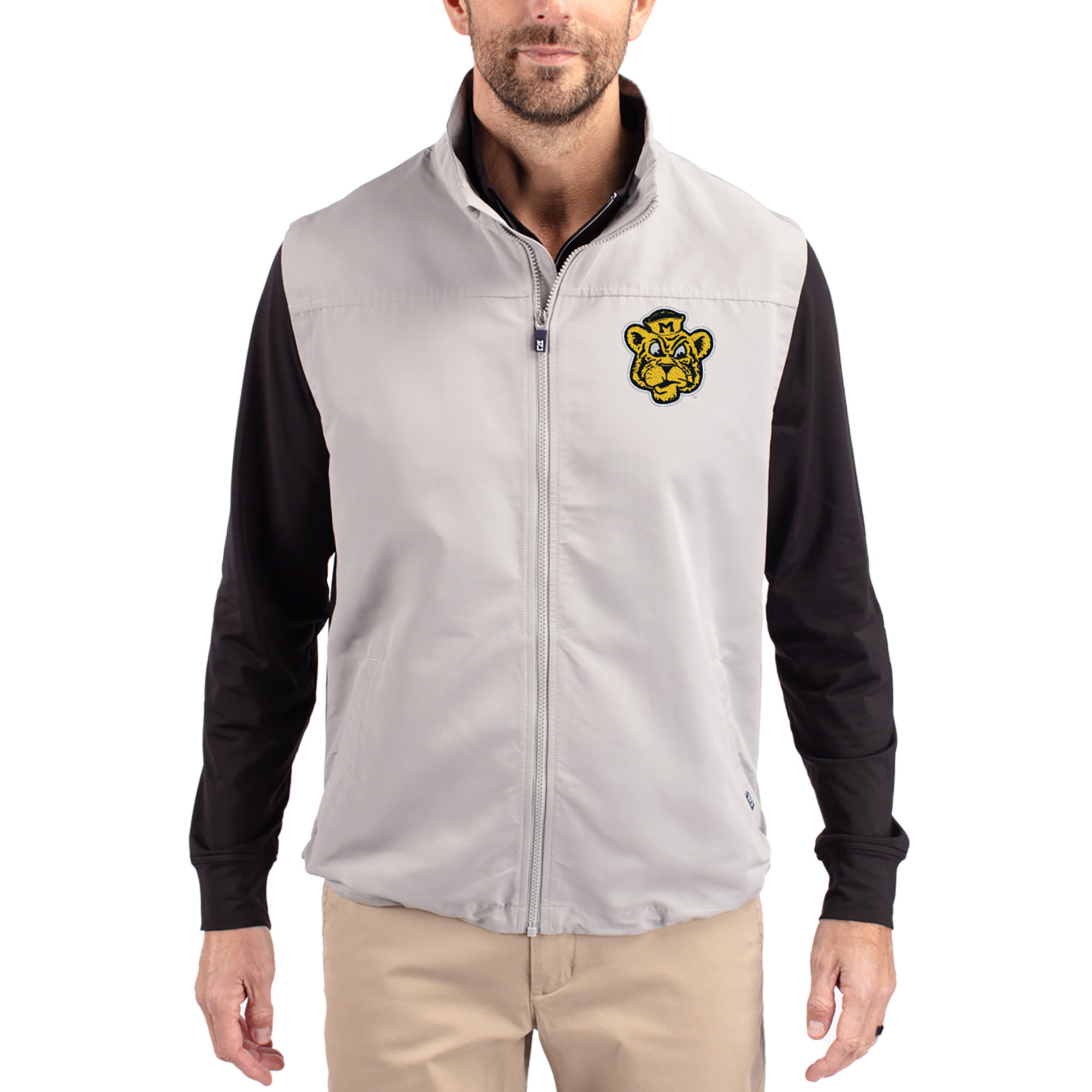 Men's Cutter & Buck Gray Missouri Tigers Charter Eco Recycled Full-Zip Vest