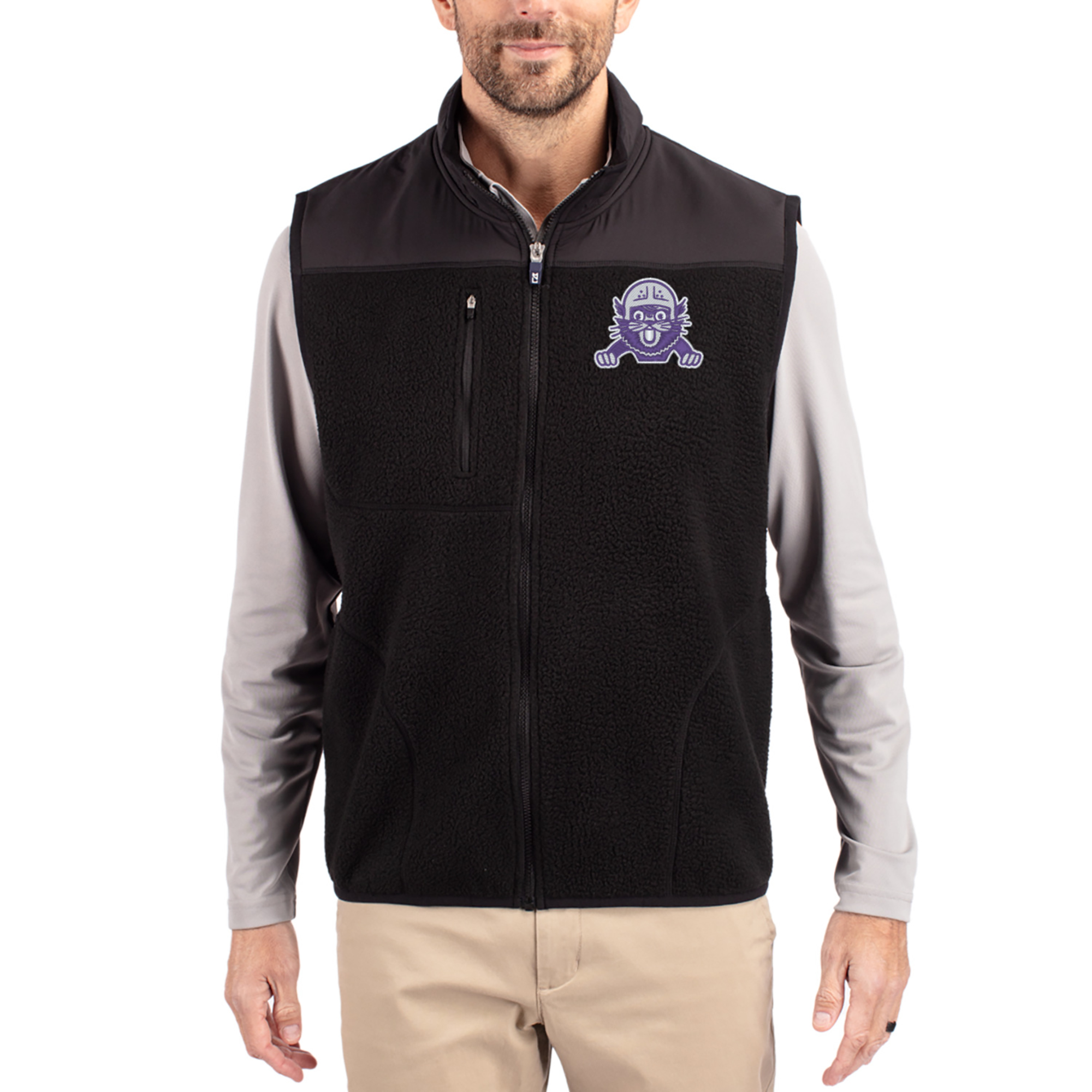Men’s Cutter & Buck Black Northwestern Wildcats Cascade Eco Fleece Full-Zip Vest Men’s Cutter & Buck Black Northwestern Wildcats Cascade Eco Fleece Full-Zip Vest