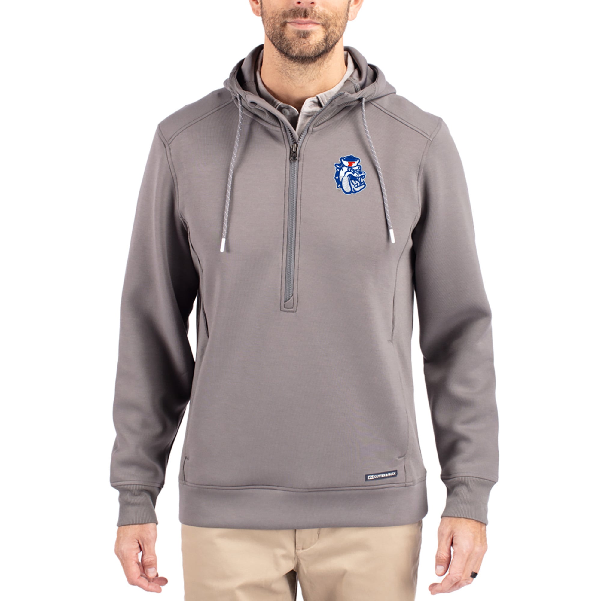 Men's Cutter & Buck  Gray Fresno State Bulldogs Roam Eco Recycled Half-Zip Pullover Hoodie