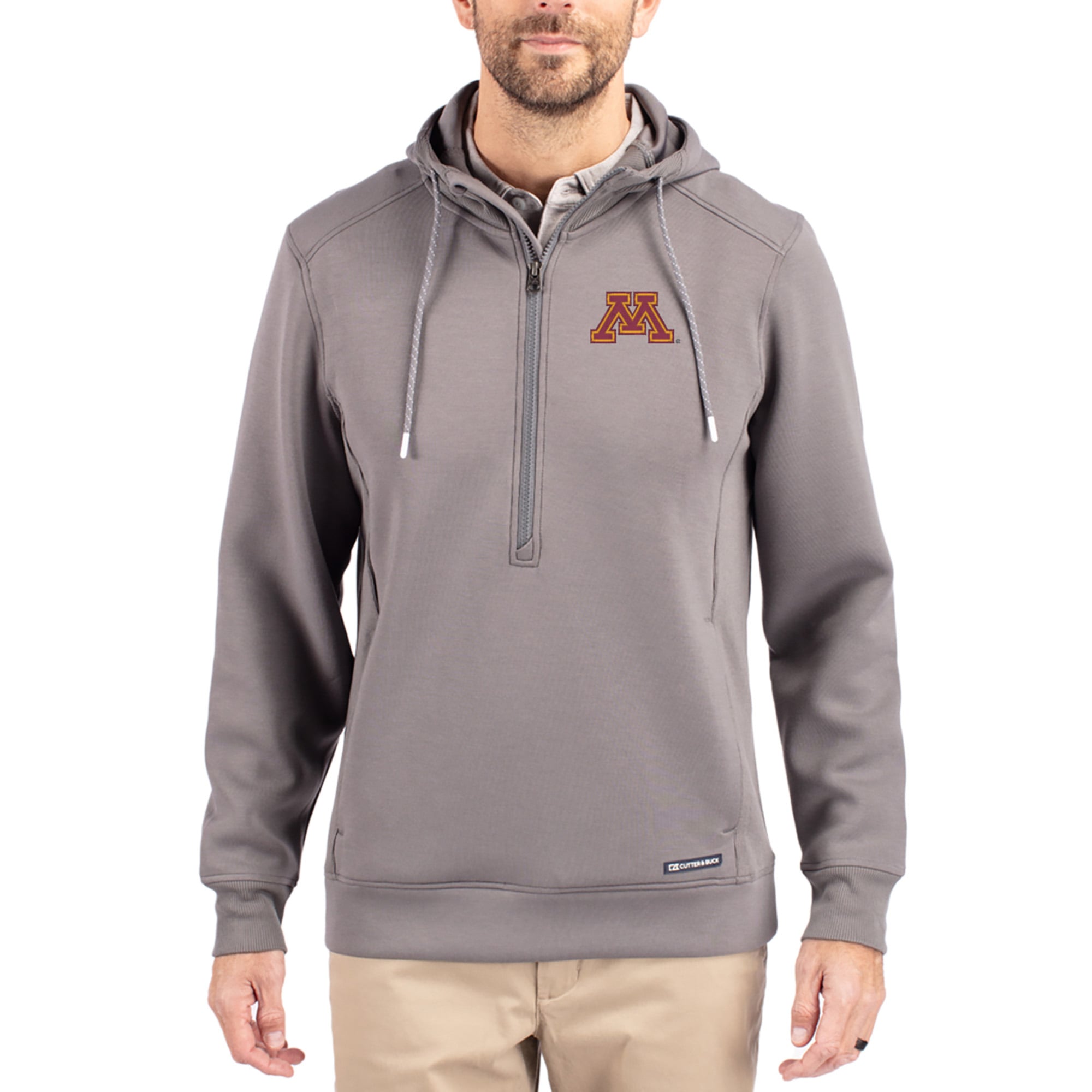 Men's Cutter & Buck  Gray Minnesota Golden Gophers Roam Eco Recycled Half-Zip Pullover Hoodie