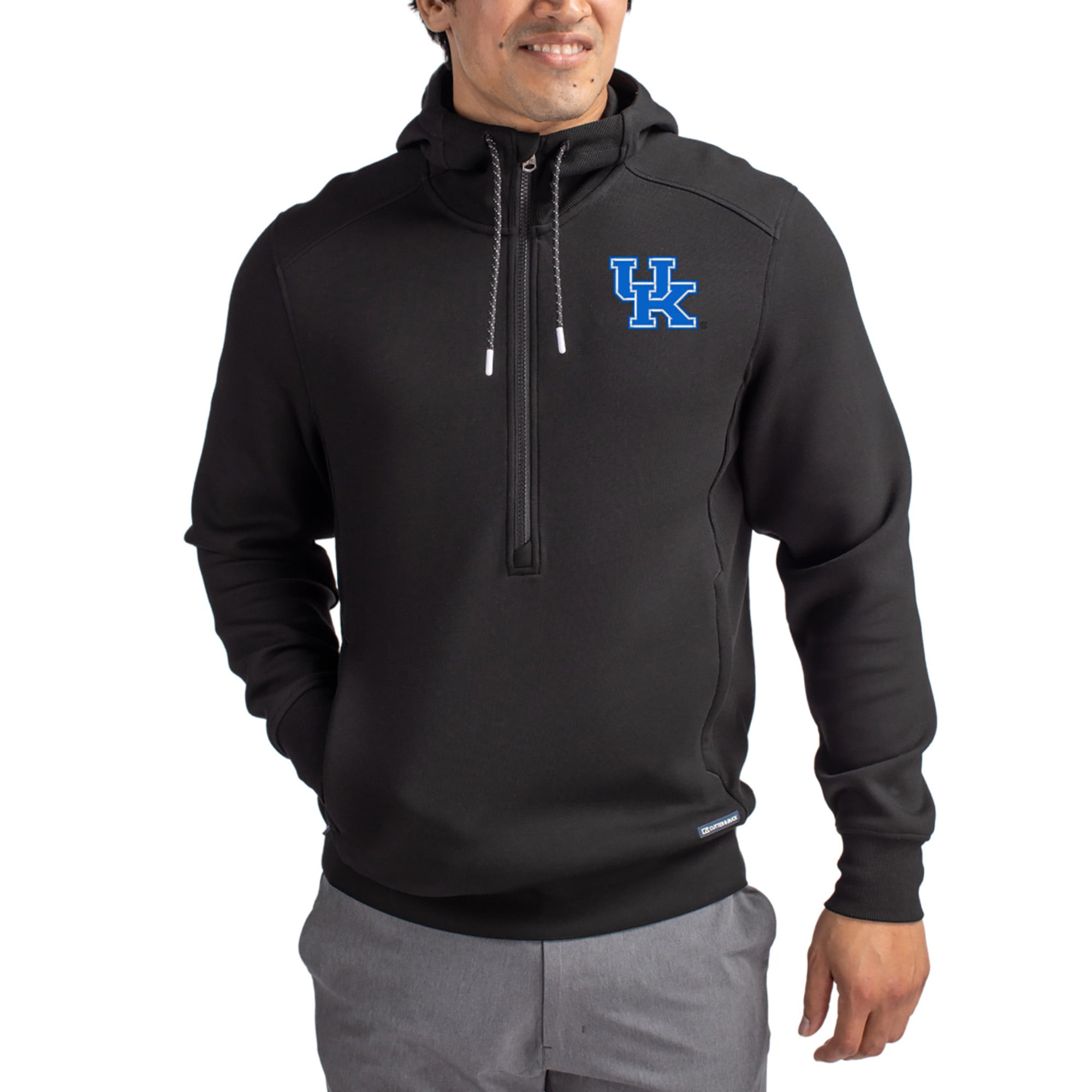 Men's Cutter & Buck  Black Kentucky Wildcats Roam Eco Recycled Half-Zip Pullover Hoodie