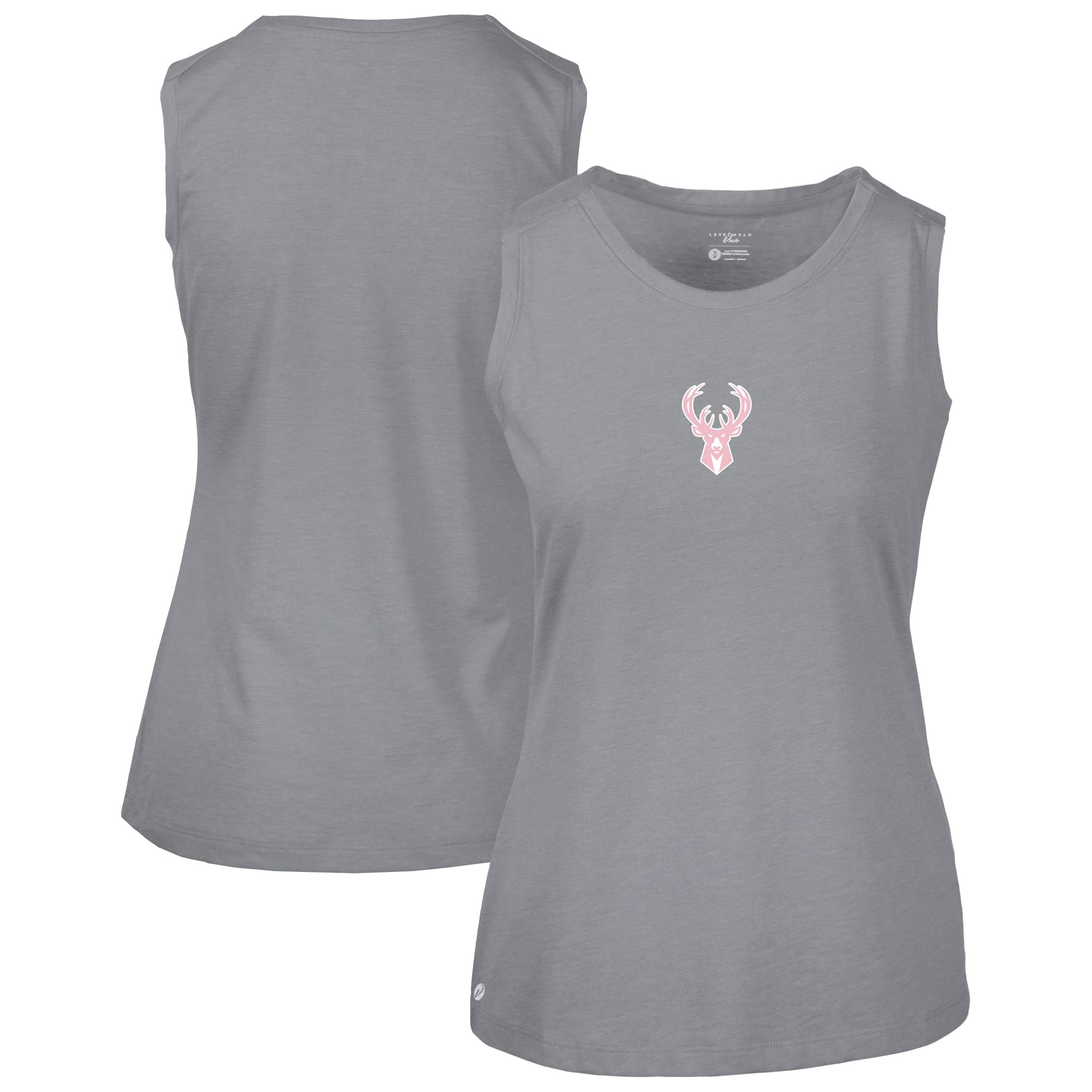 Women's Levelwear Gray Milwaukee Bucks Mother's Day Macy Core Logo Tank Top