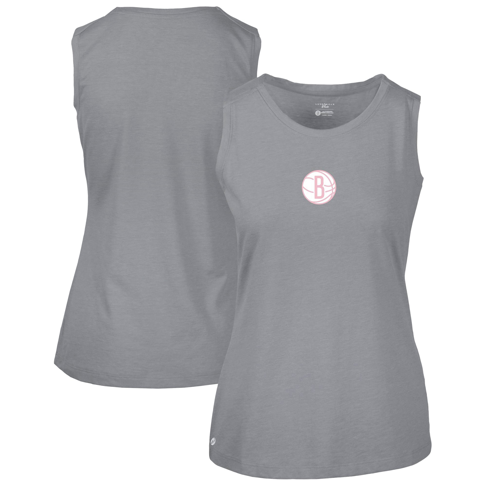 Women's Levelwear  Gray Brooklyn Nets Mother's Day Macy Core Logo Tank Top