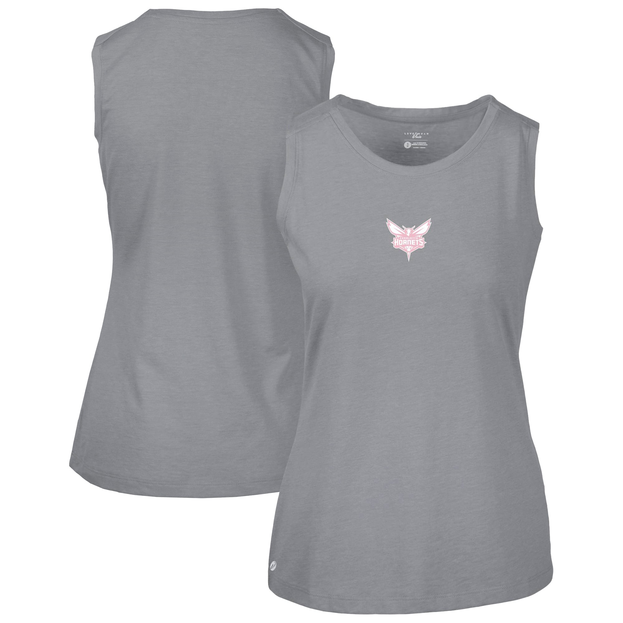 Women's Levelwear Gray Charlotte Hornets Mother's Day Macy Core Logo Tank Top