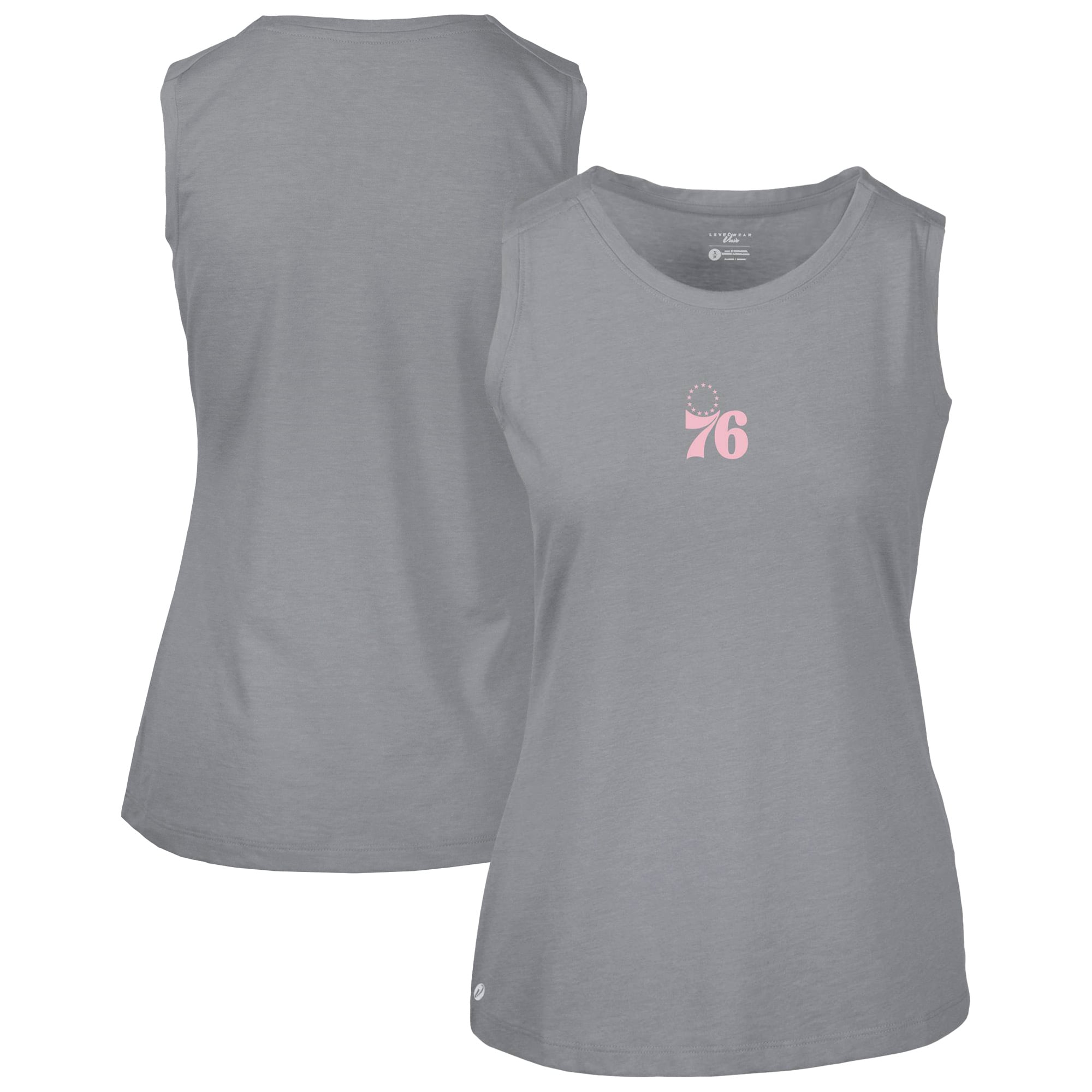 Women's Levelwear Gray Philadelphia 76ers Mother's Day Macy Core Logo Tank Top