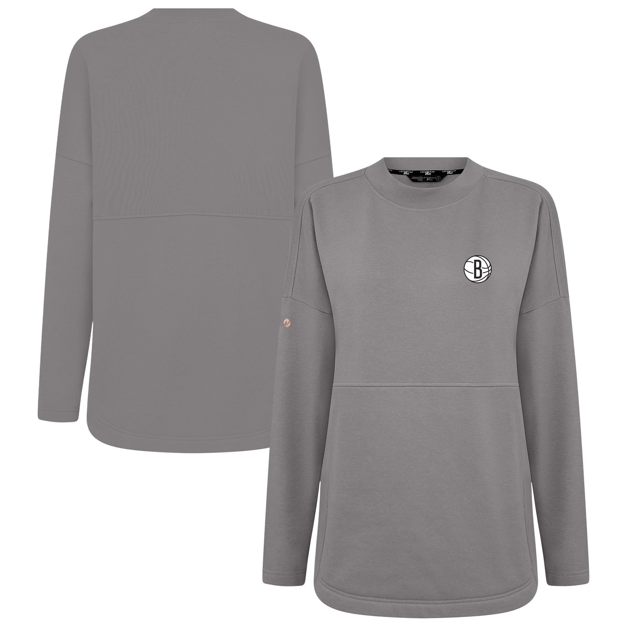 Women's Levelwear Gray Brooklyn Nets Beaudry Pullover Sweatshirt