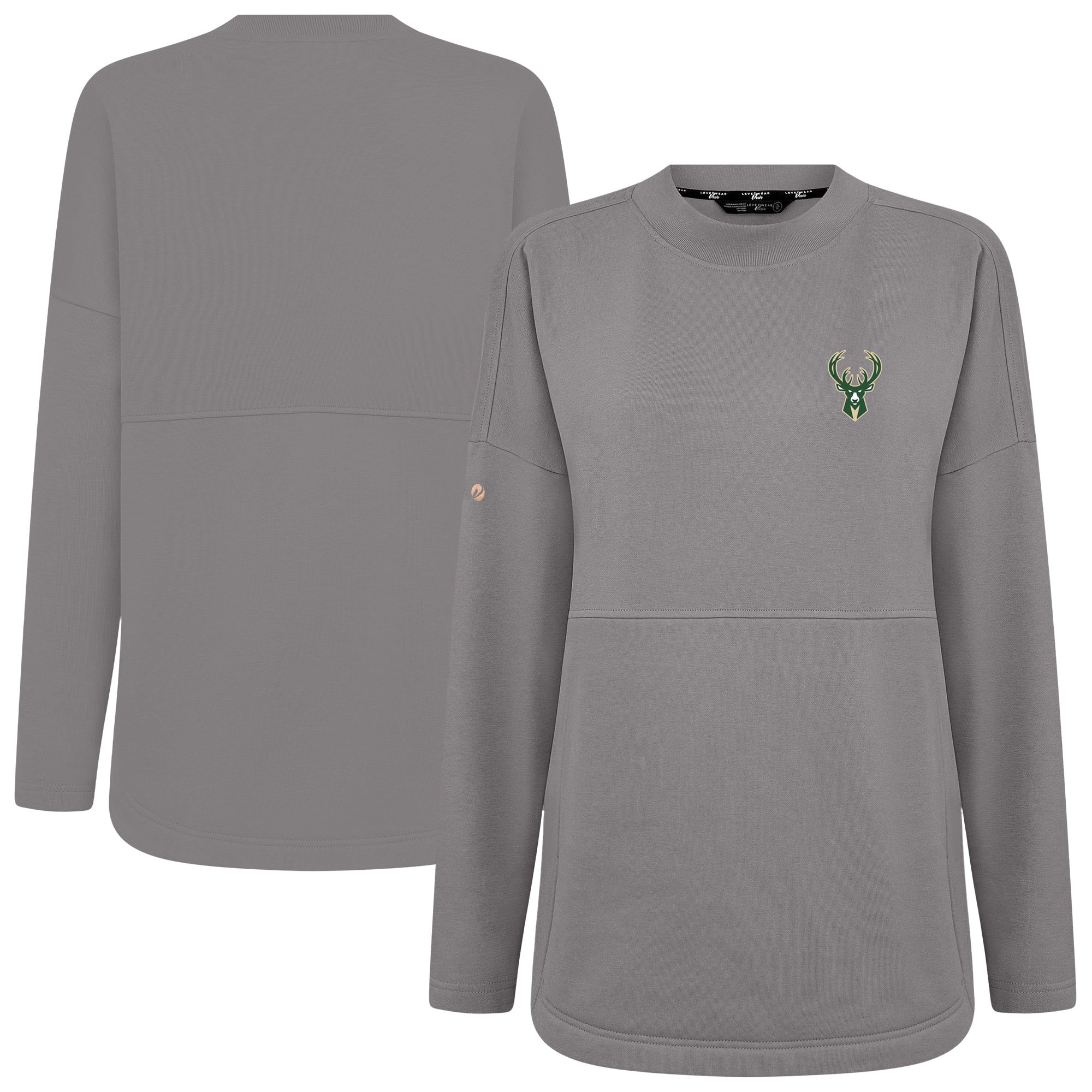 Women's Levelwear Gray Milwaukee Bucks Beaudry Pullover Sweatshirt