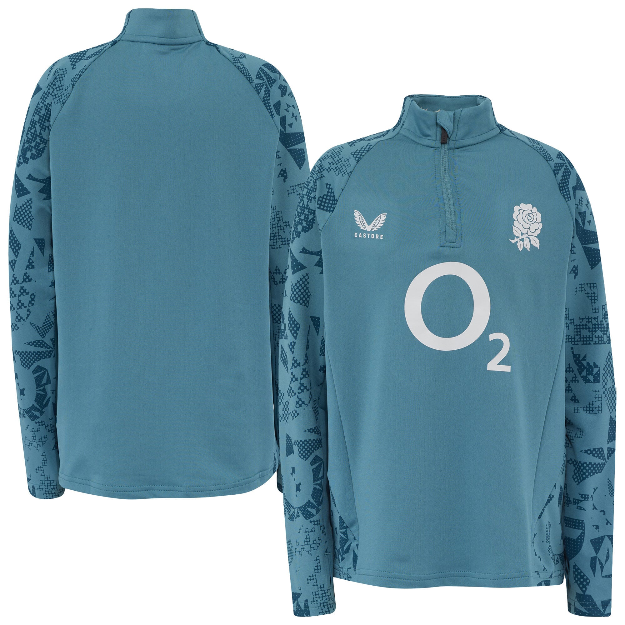 Maglia intermedia England Rugby Performance con zip a 1/4 - Blu - Junior
