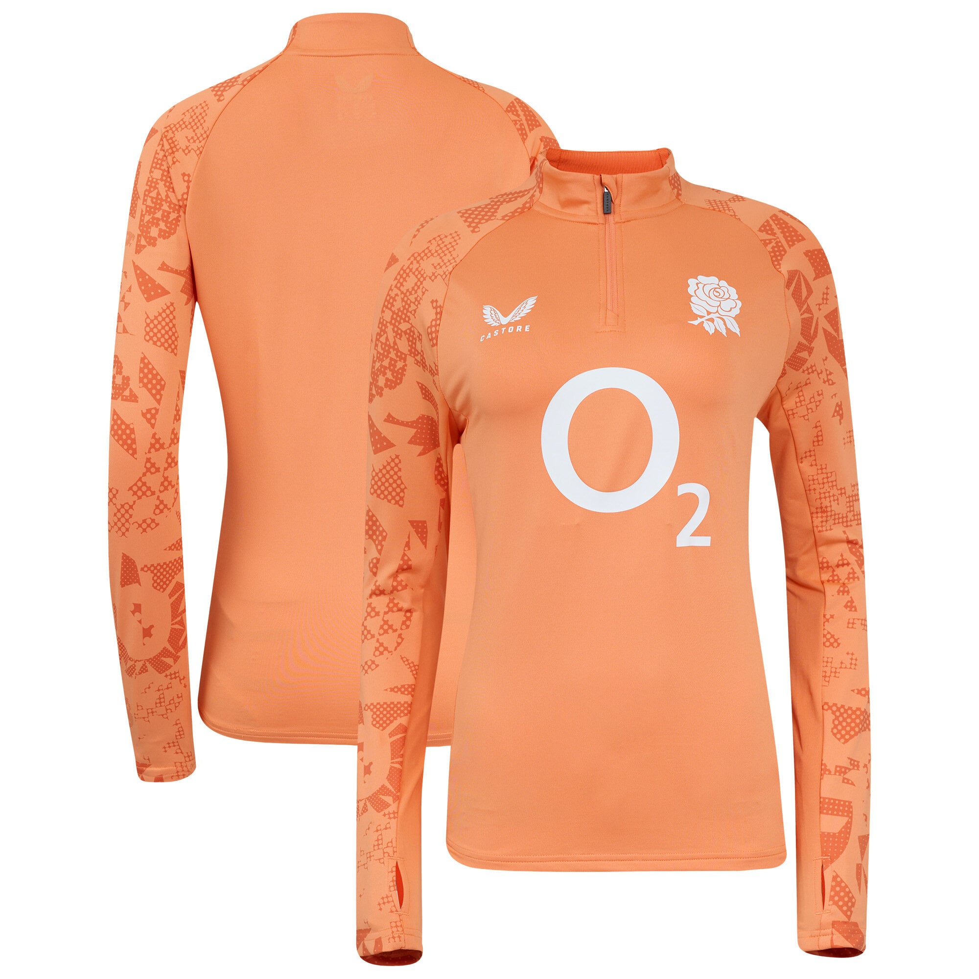 England Rugby Red Roses Performance Midlayer Top - Melon: retailer-supplied image