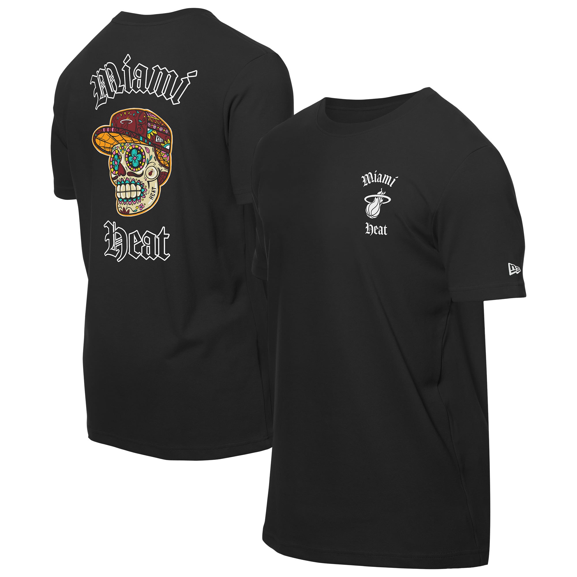 Men's New Era Black Miami Heat Sugar Skulls T-Shirt
