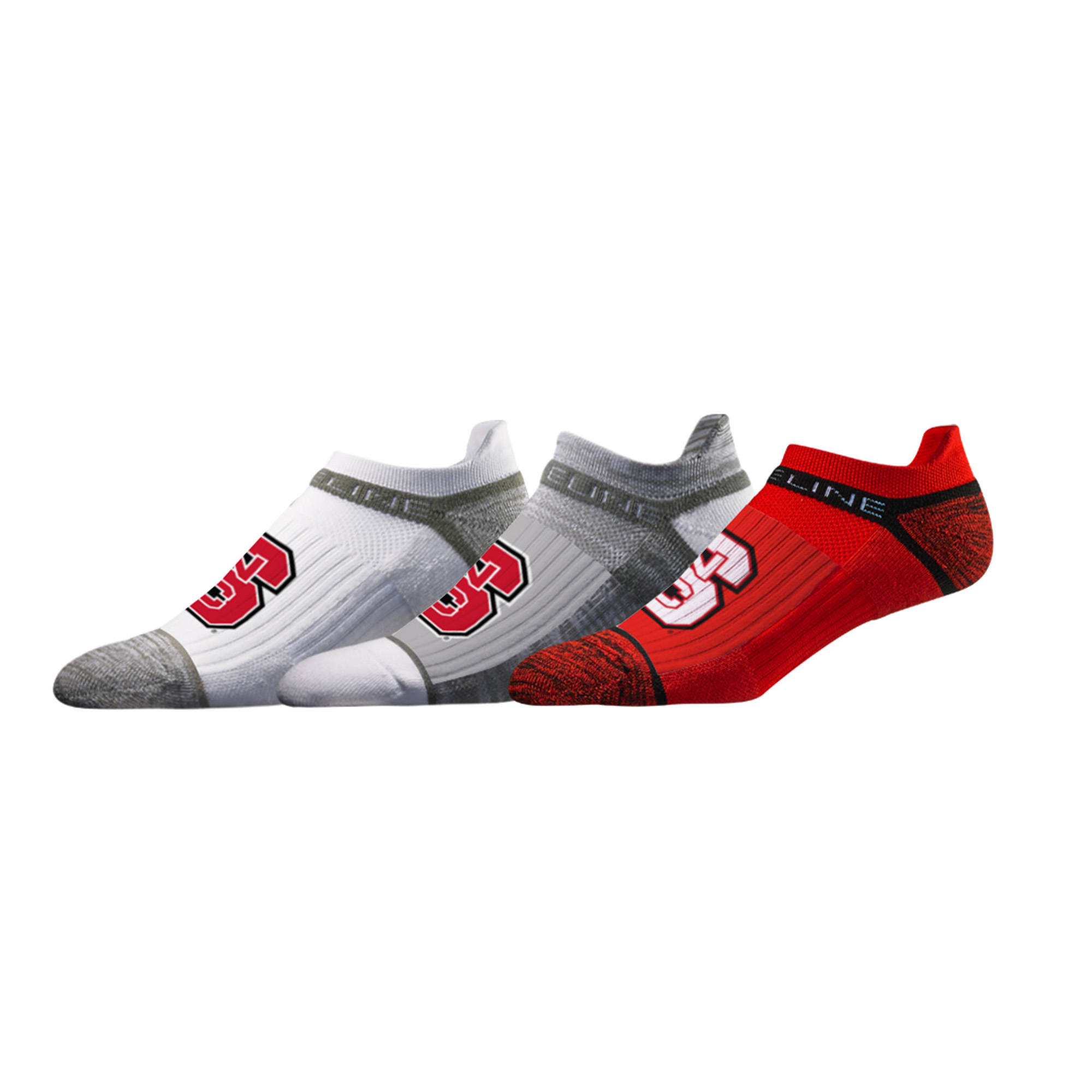 Unisex Strideline NC State Wolfpack Premium 3-Pack Team Logo Ankle Socks Set