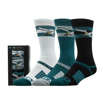 Unisex Strideline Philadelphia Eagles Retro Premium 3-Pack Knit Crew Socks Set