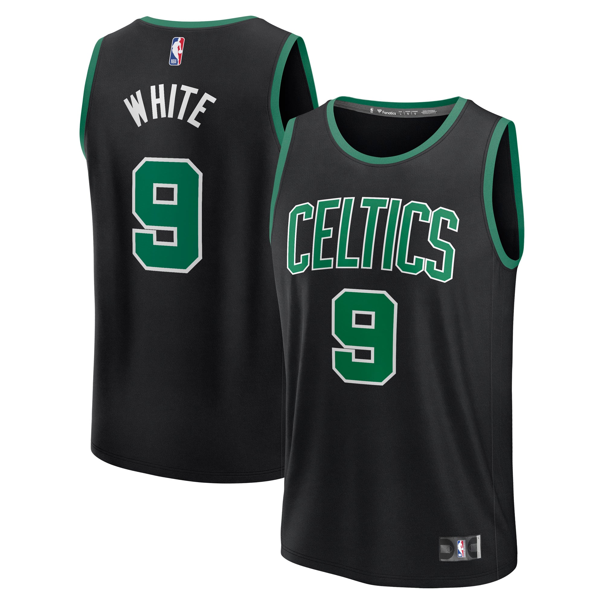 Men's Fanatics Derrick White Black Boston Celtics Fast Break Replica Player Jersey - Statement Edition