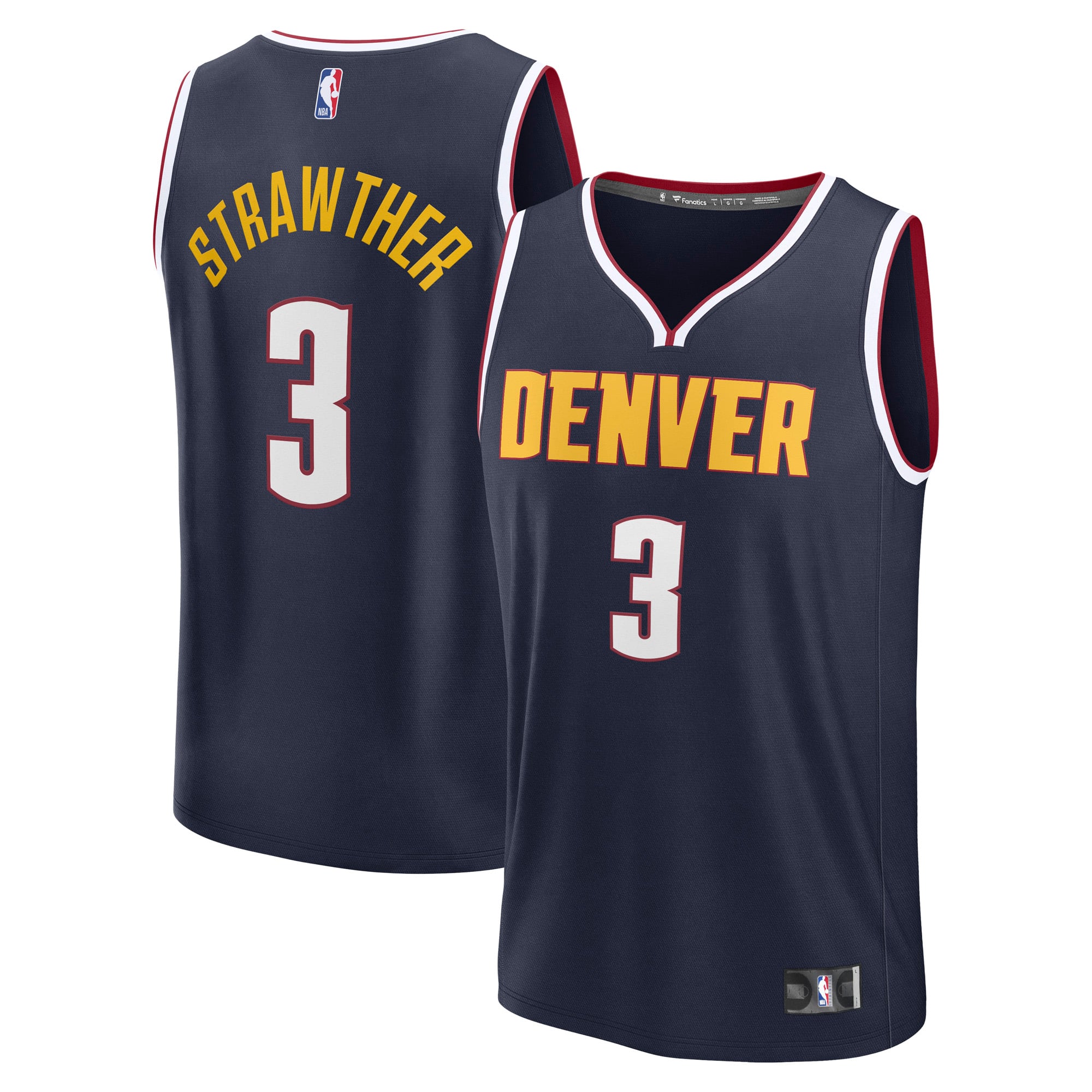 Men's Fanatics Julian Strawther Navy Denver Nuggets Fast Break Replica Player Jersey - Icon Edition